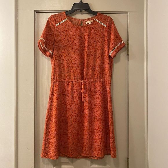 Grace and Mila Paris Orange Floral Shift Summer Dress Size Medium - Picture 1 of 8